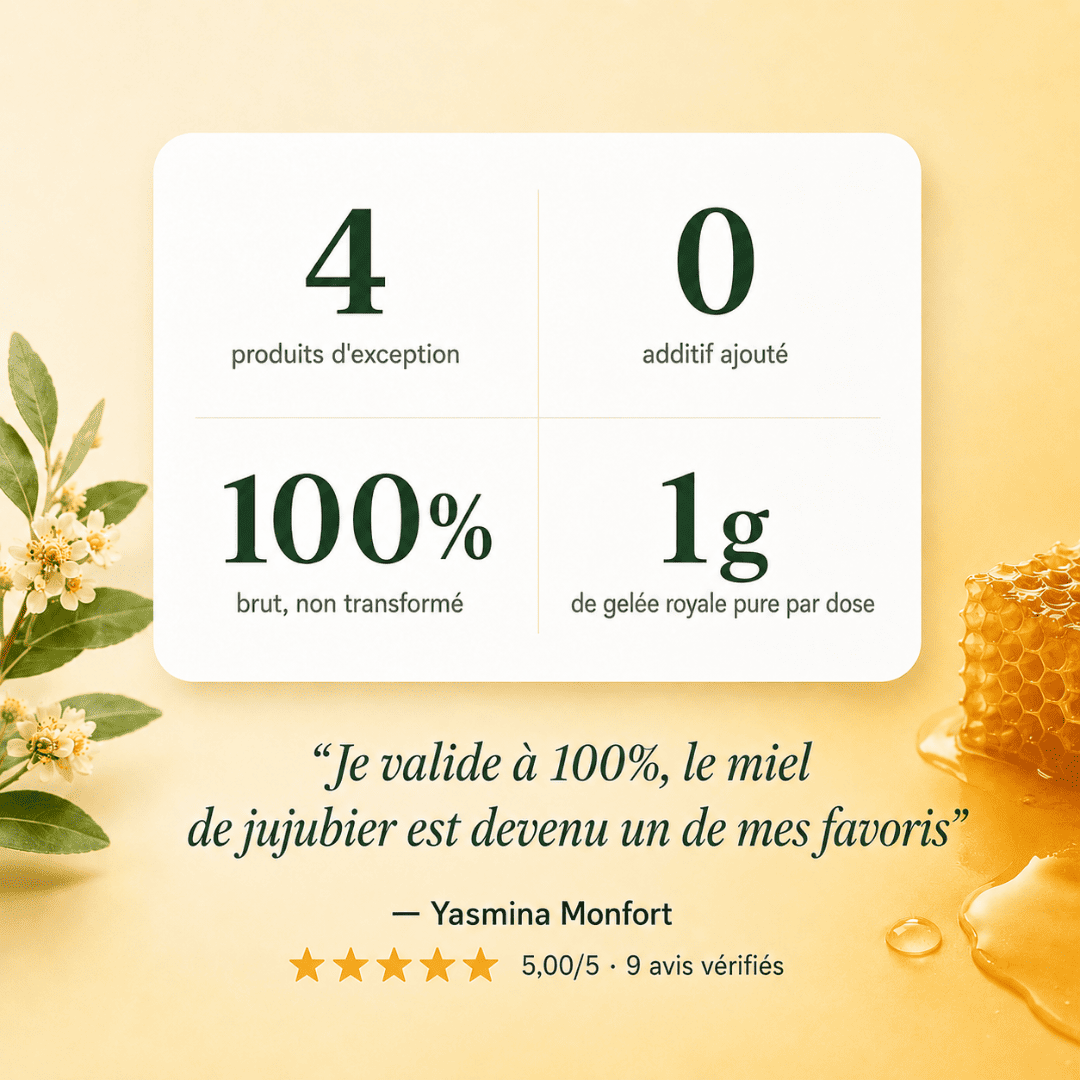 Avis client vérifié 5/5 sur le miel de jujubier du Pack Immunité & Énergie