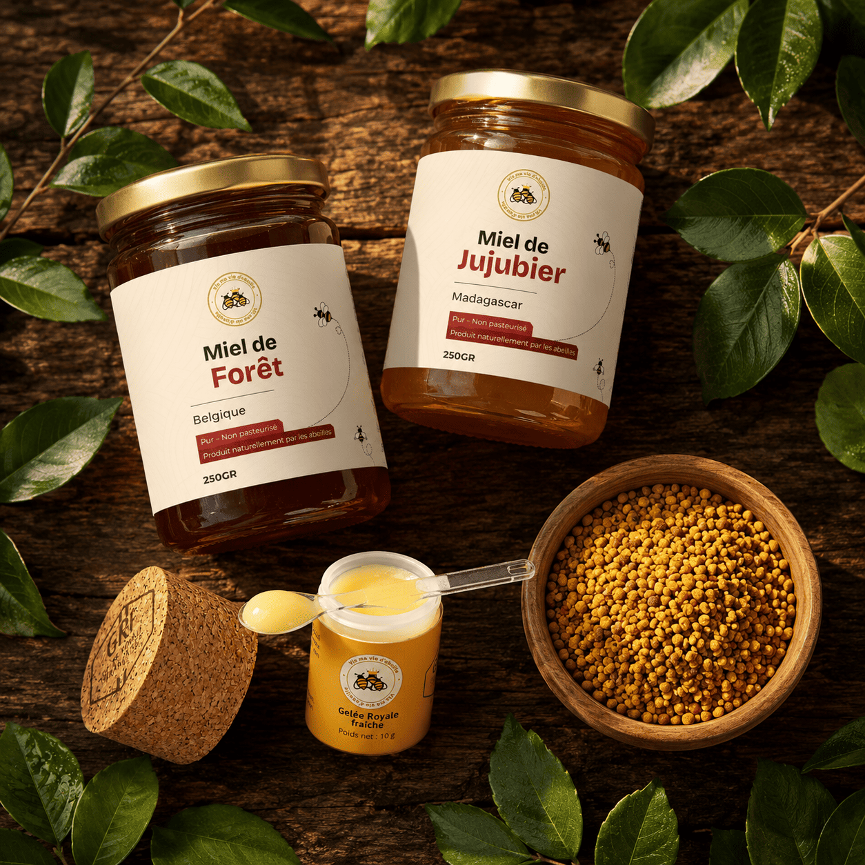 Pack Immunité & Énergie - Miel de Jujubier, Miel de Forêt, Gelée Royale et Pollen